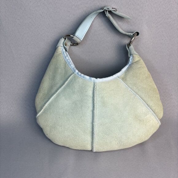 Blue Green Purse UGG Australia Handbag Suede Shearling Shoulder Bag Boho Malibu - Picture 10 of 15